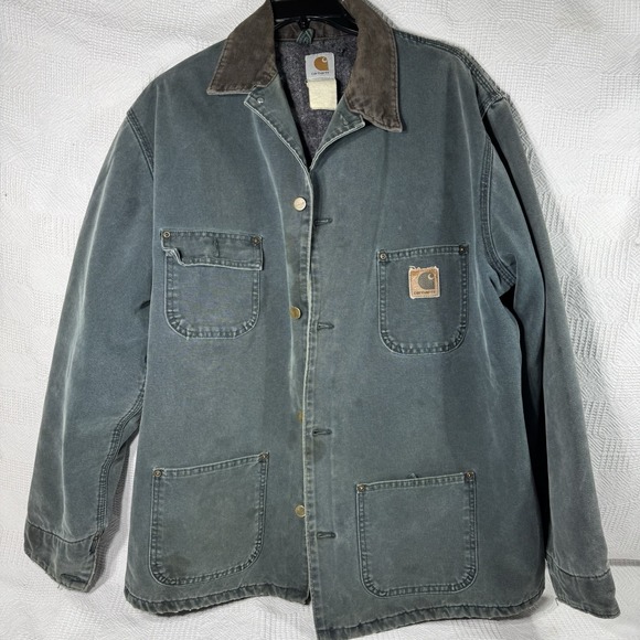 Vtg Carhartt Men's Blanket‎ Lined Coat Chore Jacket USA Green MOS Size XL